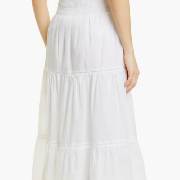 NWT $188 RAILS Edina Tiered Midi Cotton Bright White Skirt Size M - Picture 3 of 4